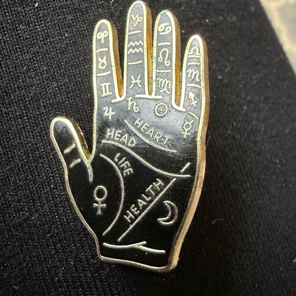 Astrological Hand Pin - Black and Gold